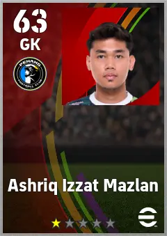 Ashriq Izzat Mazlan eFootball 2026 player card — 63 OVR GK