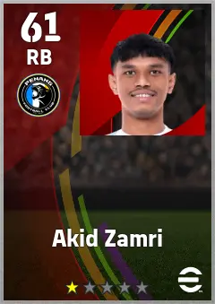 Akid Zamri eFootball 2026 player card — 61 OVR RB
