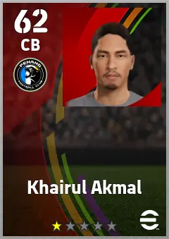 Khairul Akmal eFootball 2026 player card — 62 OVR CB