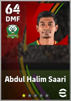 Abdul Halim Saari eFootball 2026 player card — 64 OVR DMF
