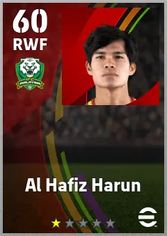 Al Hafiz Harun eFootball 2026 player card — 60 OVR RWF