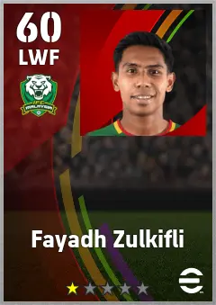 Fayadh Zulkifli eFootball 2026 player card — 60 OVR LWF