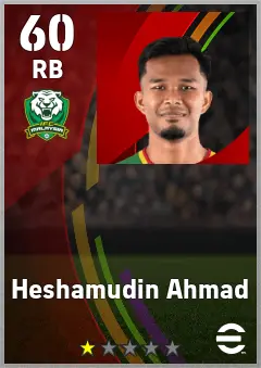 Heshamudin Ahmad eFootball 2026 player card — 60 OVR RB