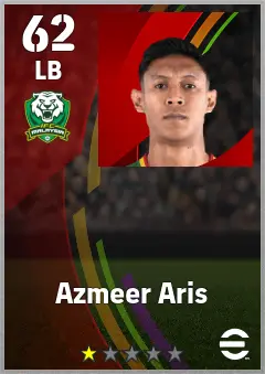 Azmeer Aris eFootball 2026 player card — 62 OVR LB