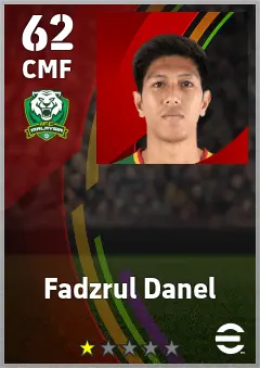 Fadzrul Danel eFootball 2026 player card — 62 OVR CMF