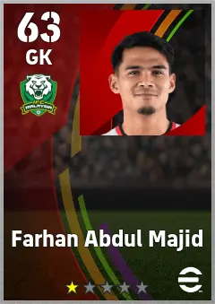 Farhan Abdul Majid eFootball 2026 player card — 63 OVR GK