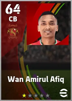 Wan Amirul Afiq eFootball 2026 player card — 64 OVR CB