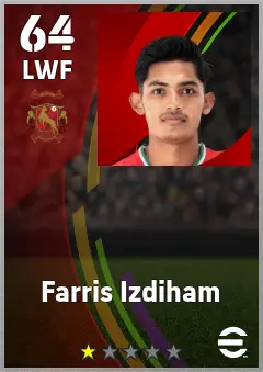 Farris Izdiham eFootball 2026 player card — 64 OVR LWF