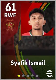 Syafik Ismail eFootball 2026 player card — 61 OVR RWF