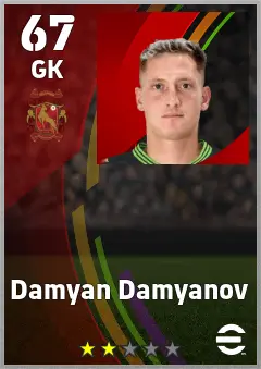 Damyan Damyanov eFootball 2026 player card — 67 OVR GK