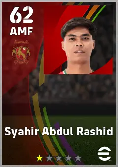 Syahir Abdul Rashid eFootball 2026 player card — 62 OVR AMF