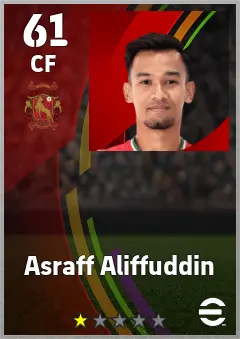 Asraff Aliffuddin eFootball 2026 player card — 61 OVR CF
