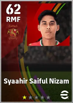 Syaahir Saiful Nizam eFootball 2026 player card — 62 OVR RMF