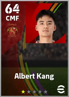 Albert Kang eFootball 2026 player card — 64 OVR CMF