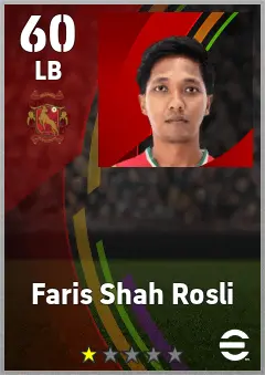 Faris Shah Rosli eFootball 2026 player card — 60 OVR LB