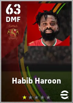 Habib Haroon eFootball 2026 player card — 63 OVR DMF