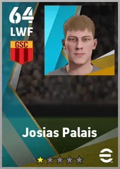 Josias Palais eFootball 2026 player card — 64 OVR LWF