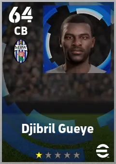 Djibril Gueye eFootball 2026 player card — 64 OVR CB