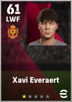 Xavi Everaert eFootball 2026 player card — 61 OVR LWF