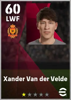 Xander Van der Velde eFootball 2026 player card — 60 OVR LWF