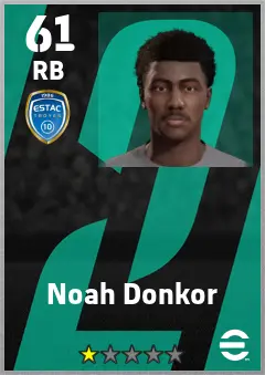 Noah Donkor eFootball 2026 player card — 61 OVR RB
