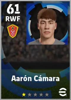 Aaron Camara eFootball 2026 player card — 61 OVR RWF