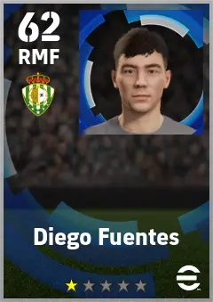 Diego Fuentes eFootball 2026 player card — 62 OVR RMF