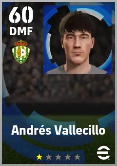 Andres Vallecillo eFootball 2026 player card — 60 OVR DMF