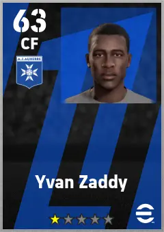 Yvan Zaddy eFootball 2026 player card — 63 OVR CF