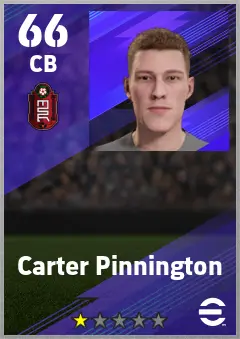 Carter Pinnington eFootball 2026 player card — 66 OVR CB