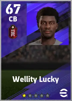 Wellity Lucky eFootball 2026 player card — 67 OVR CB