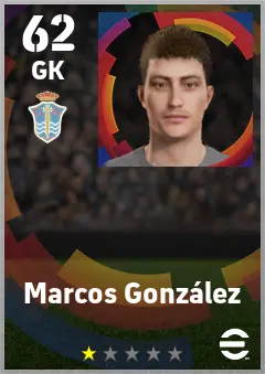 Marcos Gonzalez eFootball 2026 player card — 62 OVR GK
