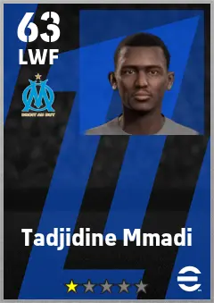 Tadjidine Mmadi eFootball 2026 player card — 63 OVR LWF
