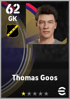 Thomas Goos eFootball 2026 player card — 62 OVR GK