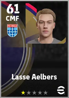 Lasse Aelbers eFootball 2026 player card — 61 OVR CMF