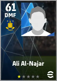 Ali Al-Najar eFootball 2026 player card — 61 OVR DMF