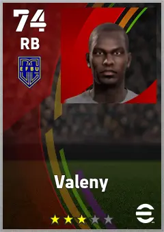 Valeny eFootball 2026 player card — 74 OVR RB