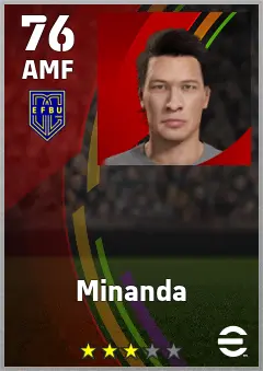 Minanda eFootball 2026 player card — 76 OVR AMF