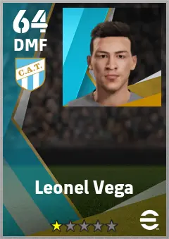 Leonel Vega eFootball 2026 player card — 64 OVR DMF