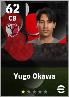 Yugo Okawa eFootball 2026 player card — 62 OVR CB