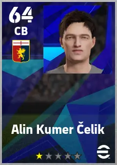 Alin Kumer Celik eFootball 2026 player card — 64 OVR CB