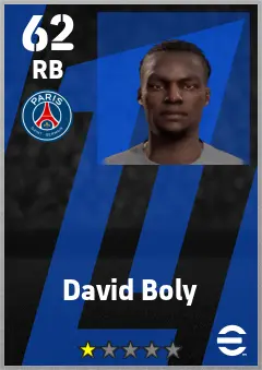 David Boly eFootball 2026 player card — 62 OVR RB