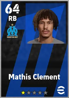 Mathis Clement eFootball 2026 player card — 64 OVR RB