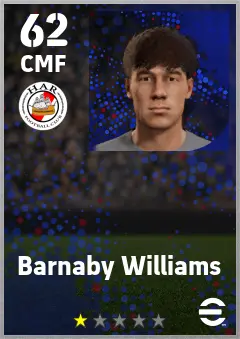 Barnaby Williams eFootball 2026 player card — 62 OVR CMF