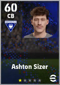Ashton Sizer eFootball 2026 player card — 60 OVR CB