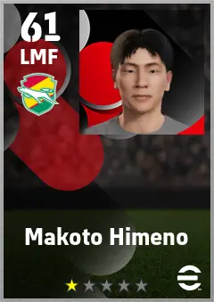 Makoto Himeno eFootball 2026 player card — 61 OVR LMF