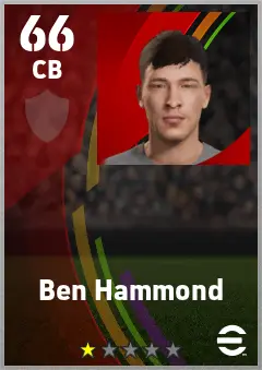 Ben Hammond eFootball 2026 player card — 66 OVR CB