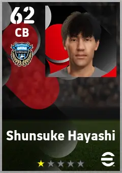 Shunsuke Hayashi eFootball 2026 player card — 62 OVR CB