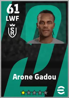 Arone Gadou eFootball 2026 player card — 61 OVR LWF