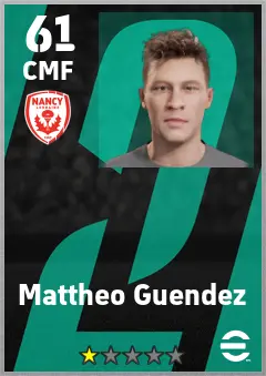 Mattheo Guendez eFootball 2026 player card — 61 OVR CMF